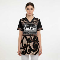 Kia Ora New Zealand Scrub Top Aotearoa Proud Maori Silver Fern - Polynesian Pride