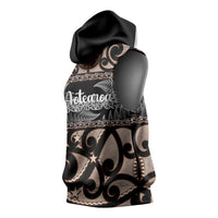 Kia Ora New Zealand Sleeveless Hoodie Aotearoa Proud Maori Silver Fern - Polynesian Pride
