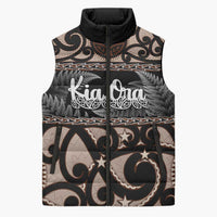 Kia Ora New Zealand Sleeveless Puffer Jacket Aotearoa Proud Maori Silver Fern - Polynesian Pride