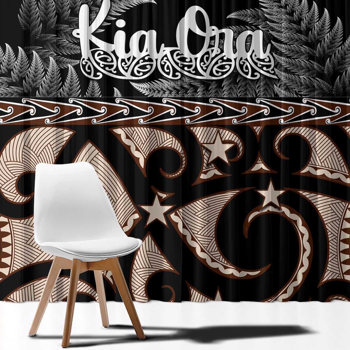 Kia Ora New Zealand Window Curtain Aotearoa Proud Maori With Silver Fern LT14 - Polynesian Pride