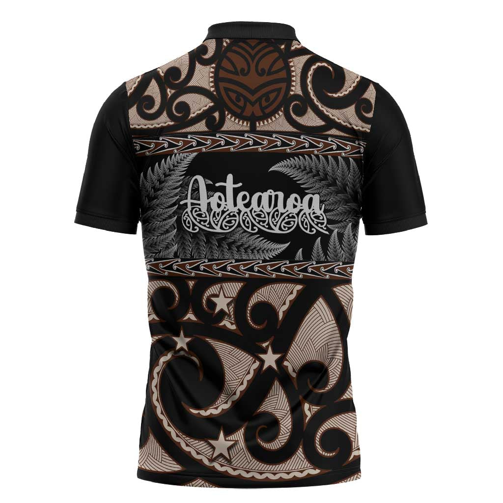 Kia Ora New Zealand Zipper Polo Shirt Aotearoa Proud Maori Silver Fern - Polynesian Pride