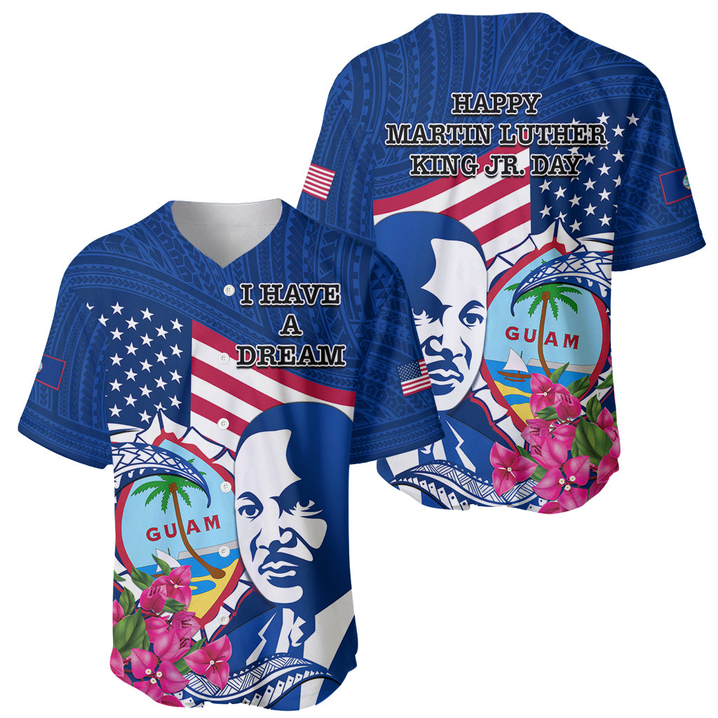 Guam Martin Luther King Jr Day Baseball Jersey I Have A Dream Guahan Seal With Bougainvillea LT14 - Polynesian Pride