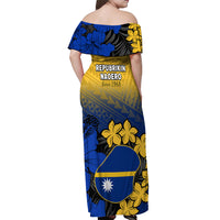 Nauru Independence Day Off Shoulder Maxi Dress Repubrikin Naoero Polynesian Pattern LT14 - Polynesian Pride