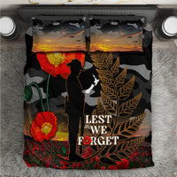 New Zealand ANZAC Day Bedding Set Lest We Forget Silver Fern With Camouflage LT14 Black - Polynesian Pride