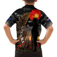 New Zealand ANZAC Day Kid Hawaiian Shirt Lest We Forget Silver Fern With Camouflage LT14 - Polynesian Pride