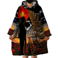 New Zealand ANZAC Day Wearable Blanket Hoodie Lest We Forget Silver Fern With Camouflage LT14 - Polynesian Pride