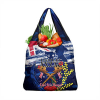 Australia And New Zealand ANZAC Day Grocery Bag Lest We Forget Silver Fern With Golden Wattle