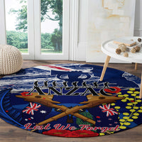 Australia And New Zealand ANZAC Day Round Carpet Lest We Forget Silver Fern With Golden Wattle LT14 - Polynesian Pride