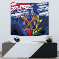 Australia And New Zealand ANZAC Day Tapestry Lest We Forget Silver Fern With Golden Wattle LT14 - Polynesian Pride