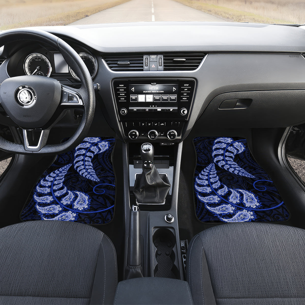 Blue New Zealand Paisley Silver Fern Car Mats Aotearoa Maori LT14 - Polynesian Pride