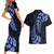 Blue New Zealand Paisley Silver Fern Couples Matching Short Sleeve Bodycon Dress and Hawaiian Shirt Aotearoa Maori LT14 - Polynesian Pride