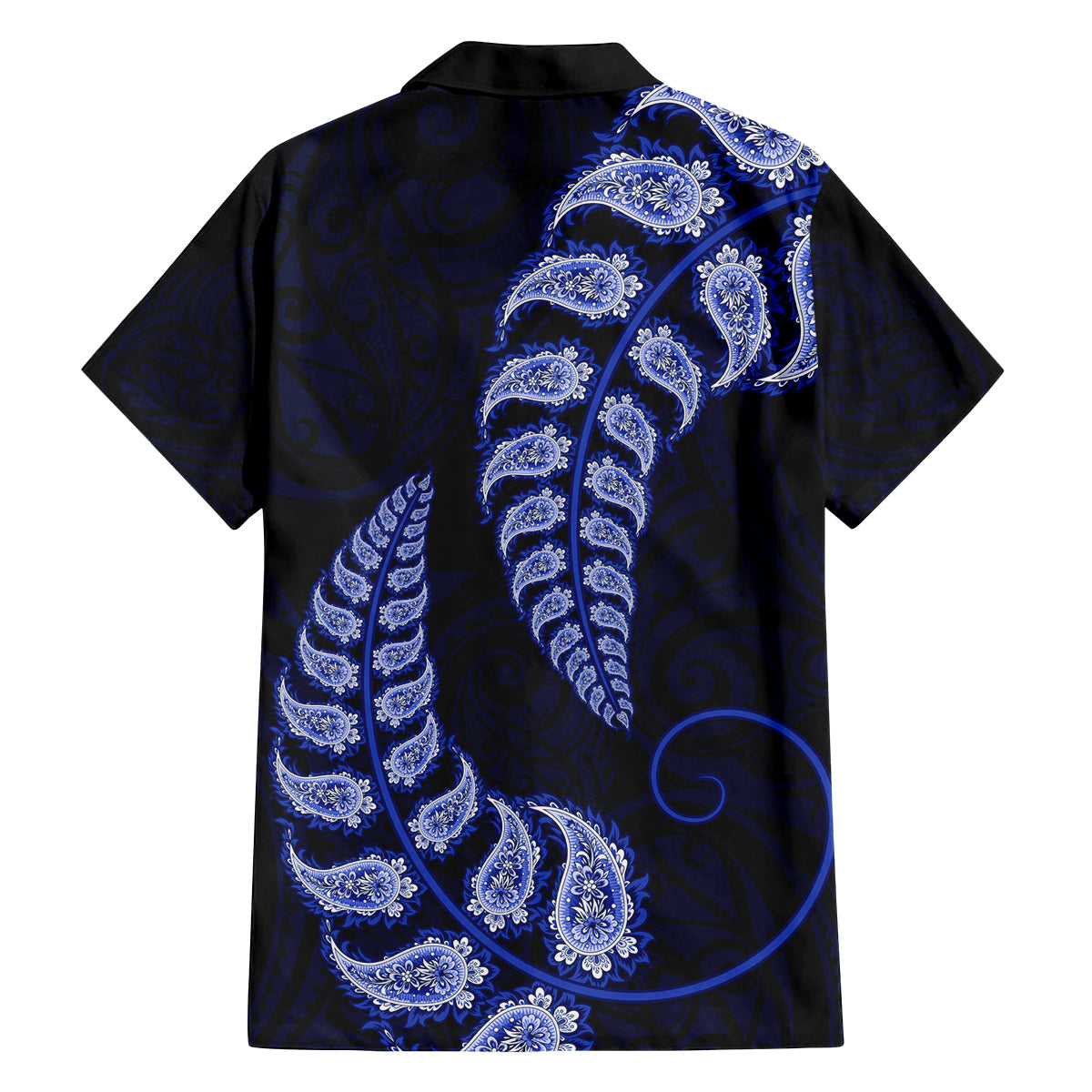 Blue New Zealand Paisley Silver Fern Family Matching Long Sleeve Bodycon Dress and Hawaiian Shirt Aotearoa Maori LT14 - Polynesian Pride