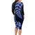 Blue New Zealand Paisley Silver Fern Long Sleeve Bodycon Dress Aotearoa Maori LT14 - Polynesian Pride