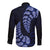 Blue New Zealand Paisley Silver Fern Long Sleeve Button Shirt Aotearoa Maori LT14 - Polynesian Pride