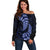 Blue New Zealand Paisley Silver Fern Off Shoulder Sweater Aotearoa Maori LT14 Women Blue - Polynesian Pride