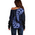 Blue New Zealand Paisley Silver Fern Off Shoulder Sweater Aotearoa Maori LT14 - Polynesian Pride