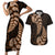 Brown New Zealand Paisley Silver Fern Couples Matching Short Sleeve Bodycon Dress and Hawaiian Shirt Aotearoa Maori LT14 Brown - Polynesian Pride