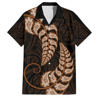 Brown New Zealand Paisley Silver Fern Family Matching Off Shoulder Long Sleeve Dress and Hawaiian Shirt Aotearoa Maori LT14 Dad's Shirt - Short Sleeve Brown - Polynesian Pride