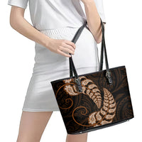 Brown New Zealand Paisley Silver Fern Leather Tote Bag Aotearoa Maori LT14 - Polynesian Pride