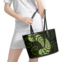 Green New Zealand Paisley Silver Fern Leather Tote Bag Aotearoa Maori LT14 - Polynesian Pride