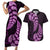 Purple New Zealand Paisley Silver Fern Couples Matching Short Sleeve Bodycon Dress and Hawaiian Shirt Aotearoa Maori LT14 Purple - Polynesian Pride