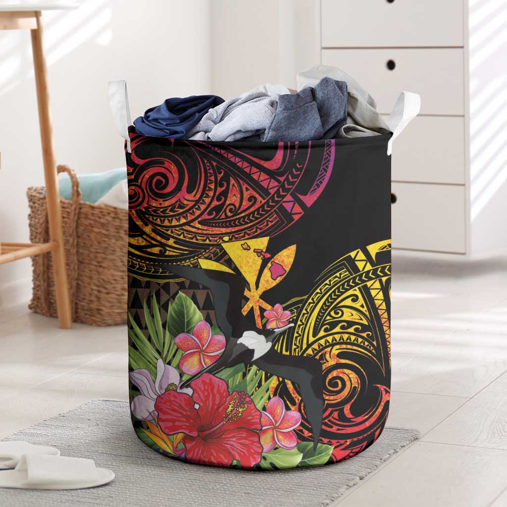Hawaii Iwa Bird Laundry Basket Great Frigatebird Kanaka Tropical Hippie Style - Polynesian Pride