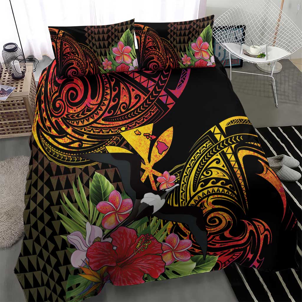 Hawaii Iwa Bird Bedding Set Great Frigatebird Kanaka Tropical Hippie Style - Polynesian Pride