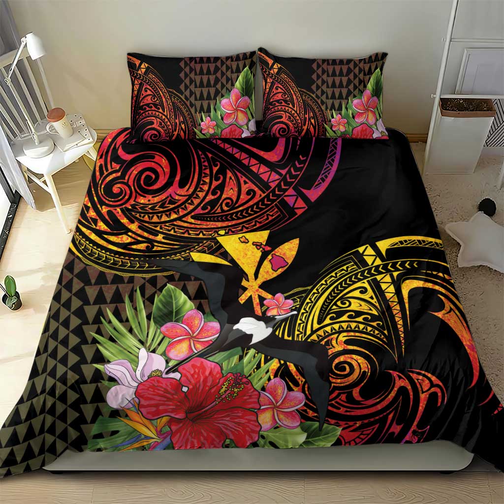 Hawaii Iwa Bird Bedding Set Great Frigatebird Kanaka Tropical Hippie Style - Polynesian Pride