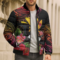 Hawaii Iwa Bird Bomber Puffer Jacket Great Frigatebird Kanaka Tropical Hippie Style - Polynesian Pride