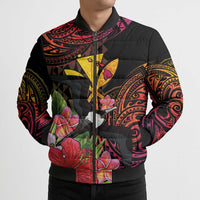 Hawaii Iwa Bird Bomber Puffer Jacket Great Frigatebird Kanaka Tropical Hippie Style - Polynesian Pride