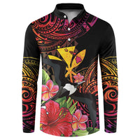 Hawaii Iwa Bird Button Sweatshirt Great Frigatebird Kanaka Tropical Hippie Style - Polynesian Pride