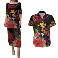 Hawaii Iwa Bird Couples Matching Puletasi and Hawaiian Shirt Great Frigatebird Kanaka Tropical Hippie Style - Polynesian Pride