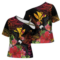Hawaii Iwa Bird Cross Shoulder Shirt Great Frigatebird Kanaka Tropical Hippie Style - Polynesian Pride