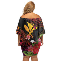 Hawaii Iwa Bird Family Matching Off Shoulder Short Dress and Hawaiian Shirt Great Frigatebird Kanaka Tropical Hippie Style - Polynesian Pride