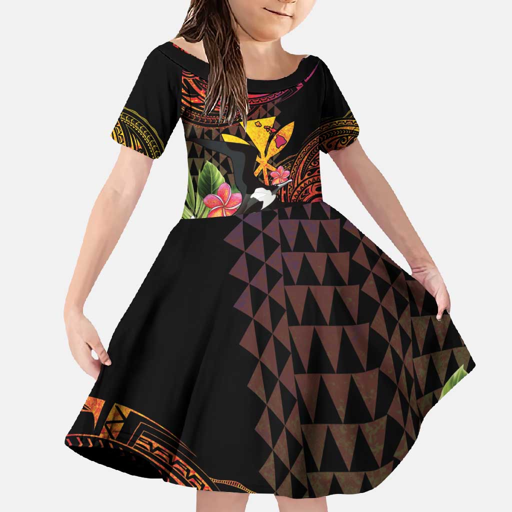 Hawaii Iwa Bird Family Matching Short Sleeve Bodycon Dress and Hawaiian Shirt Great Frigatebird Kanaka Tropical Hippie Style - Polynesian Pride