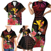 Hawaii Iwa Bird Family Matching Short Sleeve Bodycon Dress and Hawaiian Shirt Great Frigatebird Kanaka Tropical Hippie Style - Polynesian Pride