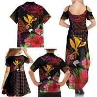 Hawaii Iwa Bird Family Matching Summer Maxi Dress and Hawaiian Shirt Great Frigatebird Kanaka Tropical Hippie Style - Polynesian Pride