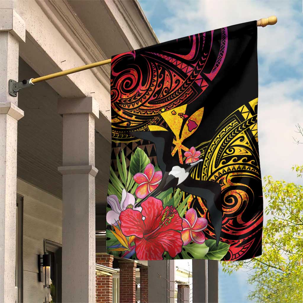 Hawaii Iwa Bird Garden Flag Great Frigatebird Kanaka Tropical Hippie Style - Polynesian Pride
