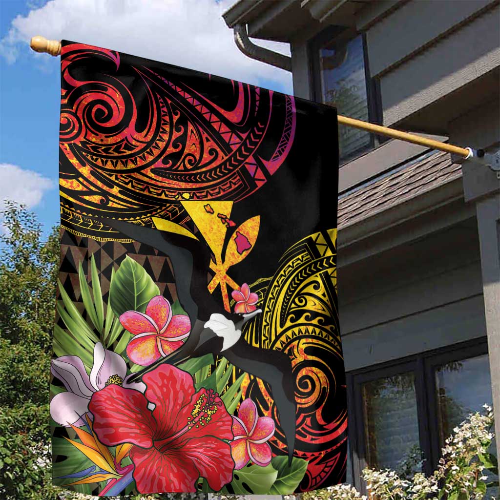 Hawaii Iwa Bird Garden Flag Great Frigatebird Kanaka Tropical Hippie Style - Polynesian Pride