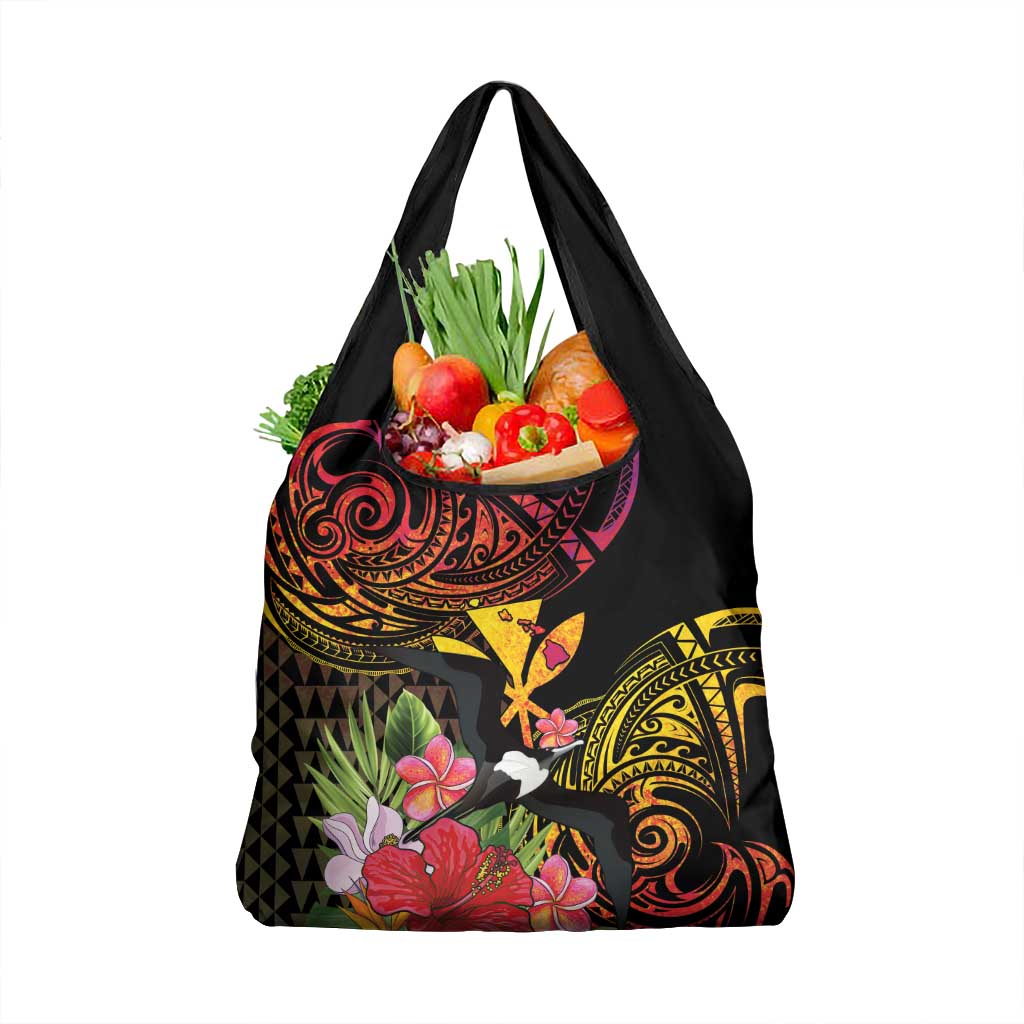 Hawaii Iwa Bird Grocery Bag Great Frigatebird Kanaka Tropical Hippie Style - Polynesian Pride