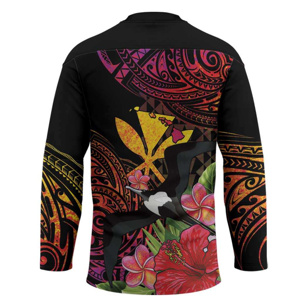 Hawaii Iwa Bird Hockey Jersey Great Frigatebird Kanaka Tropical Hippie Style - Polynesian Pride
