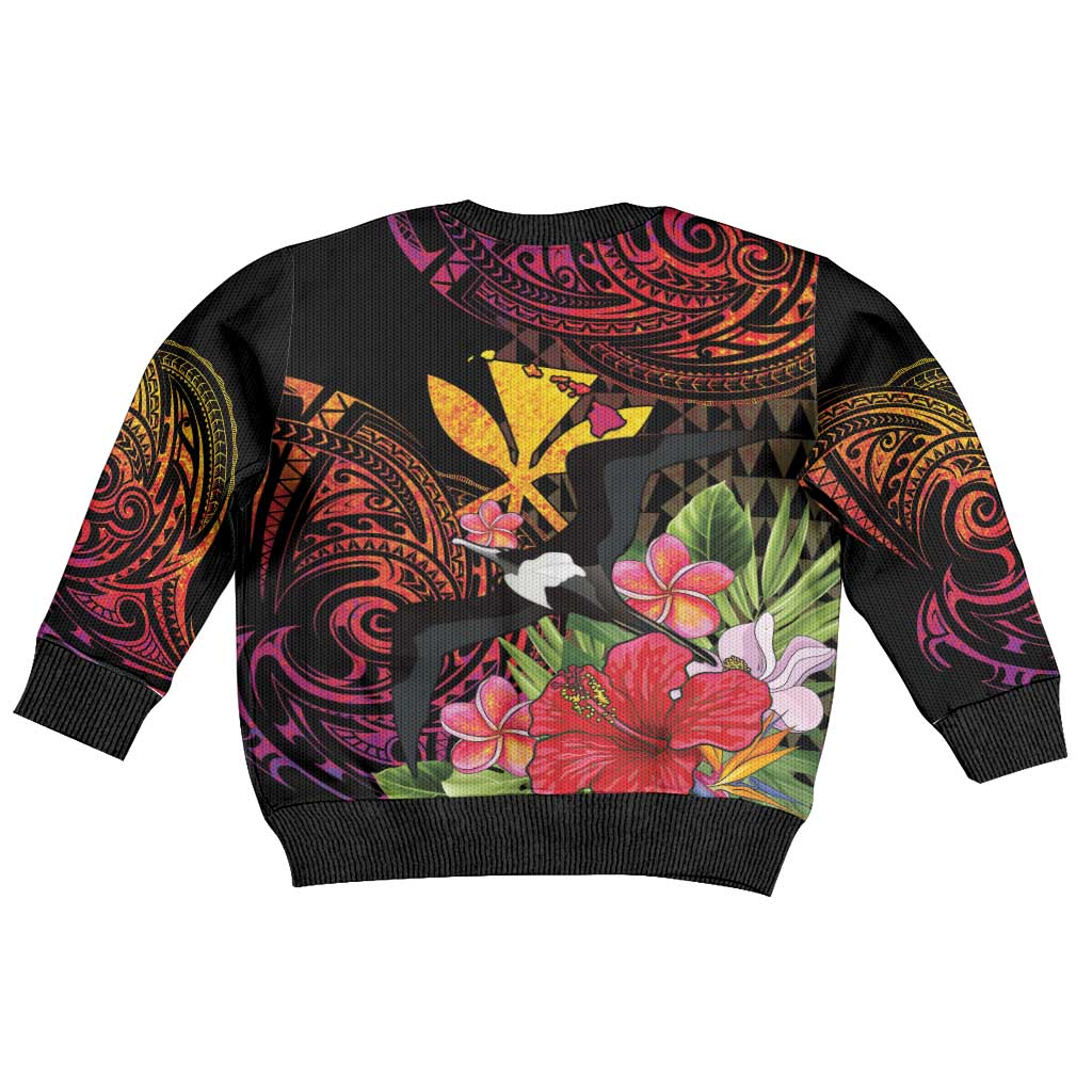 Hawaii Iwa Bird Kid Ugly Christmas Sweater Great Frigatebird Kanaka Tropical Hippie Style - Polynesian Pride