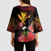 Hawaii Iwa Bird Kimono Sleeve Blouse Great Frigatebird Kanaka Tropical Hippie Style - Polynesian Pride