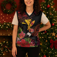 Hawaii Iwa Bird Christmas Knitted V-Neck Vest Great Frigatebird Kanaka Tropical Hippie Style - Polynesian Pride