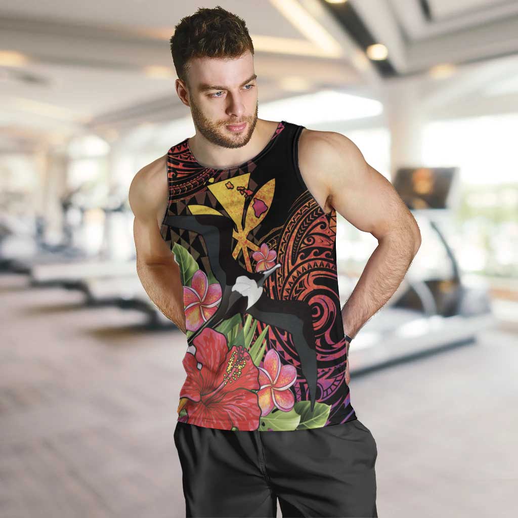 Hawaii Iwa Bird Men Tank Top Great Frigatebird Kanaka Tropical Hippie Style - Polynesian Pride