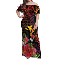 Hawaii Iwa Bird Off Shoulder Maxi Dress Great Frigatebird Kanaka Tropical Hippie Style - Polynesian Pride