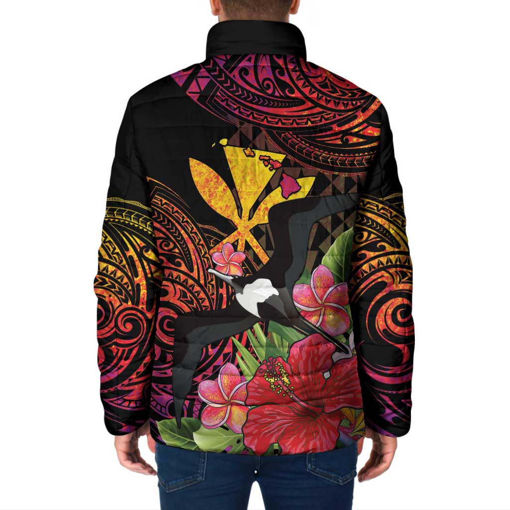 Hawaii Iwa Bird Padded Jacket Great Frigatebird Kanaka Tropical Hippie Style - Polynesian Pride