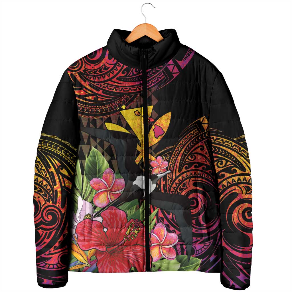 Hawaii Iwa Bird Padded Jacket Great Frigatebird Kanaka Tropical Hippie Style - Polynesian Pride