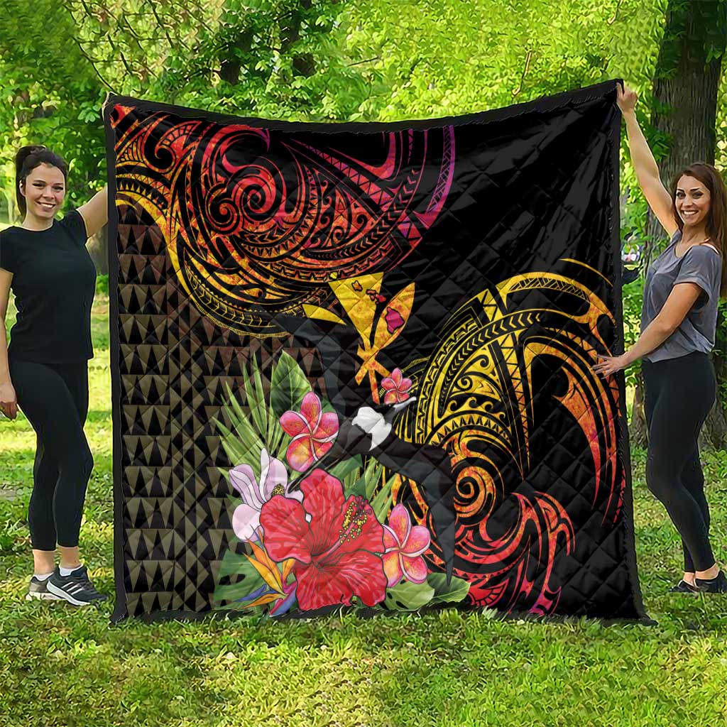 Hawaii Iwa Bird Quilt Great Frigatebird Kanaka Tropical Hippie Style - Polynesian Pride