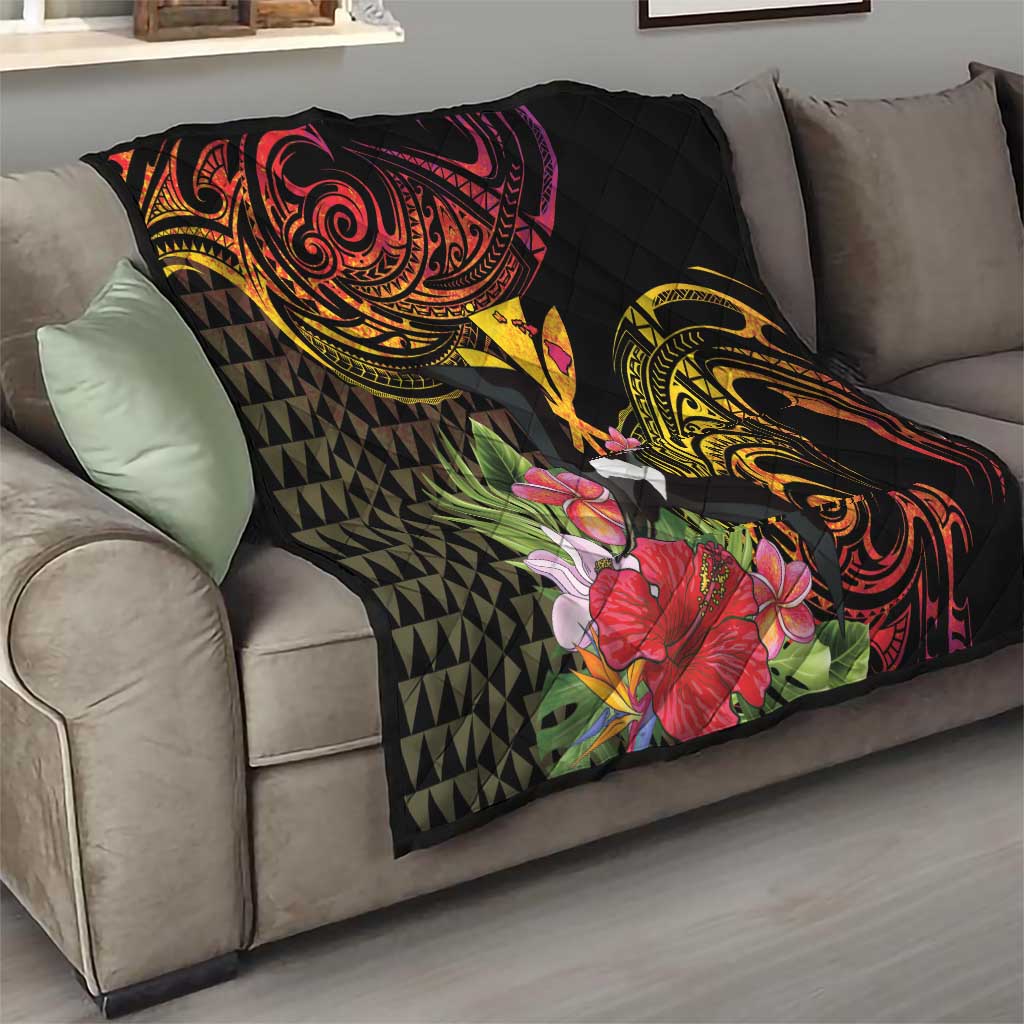 Hawaii Iwa Bird Quilt Great Frigatebird Kanaka Tropical Hippie Style - Polynesian Pride